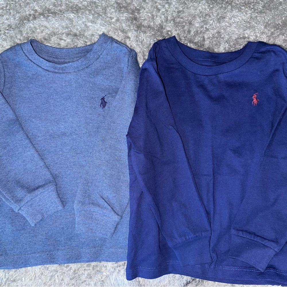 Ralph Lauren Kids' Long Sleeve Tees - Light Blue and Navy